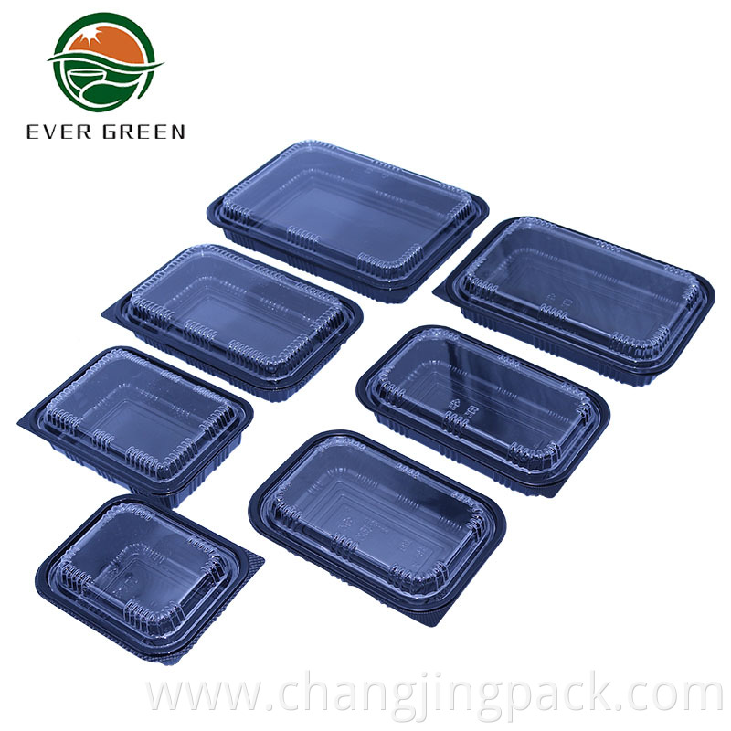 Disposable Square Black Plastic Takeaway Sushi Food tray